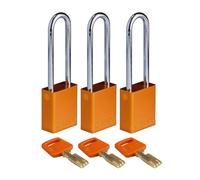 Brady SafeKey Candado de bloqueo de aluminio naranja 7,62 cm acero Shkl con llave igual 3 unidades