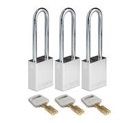 Brady SafeKey Candado de bloqueo de aluminio plateado 7,62 cm acero Shkl llave igual 3 unidades