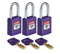 Brady SafeKey - Candado de seguridad (nailon, 3,81 cm, 3 unidades), color morado