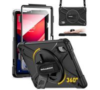 BRAECN Funda para Lenovo Idea Tab 11 2025/Tab M11 2024/K11 11 Pulgadas | Carcasa Rugosa con Protector de Pantalla, Soporte de Rotación de 360°, Correa de Mano/Hombro, Negro