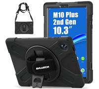 BRAECN Funda para Lenovo Tab M10 FHD Plus 2020 2ª Gen/Tab K10 10.3 Pulgadas, Carcasa Rugosa con Soporte de Rotación de 360°, Correa de Mano/Hombro, Carcasa Antichoque para Tab M10 Plus 10.3", Negro
