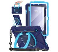 BRAECN Funda para Samsung Galaxy Tab A9+ Plus de 11 pulgadas 2023 SM-X210/X216/X218, funda de silicona resistente con soporte giratorio de 360 grados, protector de pantalla, correa para el hombro