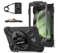 BRAECN Funda para Samsung Galaxy Tab Active 5/Tab Active 3 8 Pulgadas SM-X300/X306B/T570/T575, Carcasa Rugosa con Protector de Pantalla, Soporte de Rotación de 360°, Correa de Mano/Hombro, Negro
