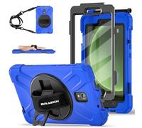 BRAECN Funda para Samsung Galaxy Tab Active 5/Tab Active 3 8 Pulgadas SM-X300/X306B/T570/T575, Carcasa Rugosa con Protector de Pantalla, Soporte de Rotación de 360°, Correa de Mano/Hombro, Azul
