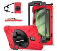 BRAECN Funda para Samsung Galaxy Tab Active 5/Tab Active 3 8 Pulgadas SM-X300/X306B/T570/T575, Carcasa Rugosa con Protector de Pantalla, Soporte de Rotación de 360°, Correa de Mano/Hombro, Rojo