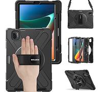BRAECN Funda para Xiaomi Mi Pad 5/5 Pro 11 Pulgadas 2021, Carcasa Rugosa con Soporte de Rotación de 360°, Correa de Mano/Hombro, Carcasa Antichoque para Xiaomi Pad 5/5 Pro 11", Negro