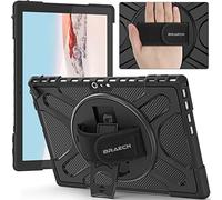 BRAECN para Funda Microsoft Surface Pro 7+ Plus/7/6/5/4 12.3 Pulgadas, Carcasa Rugosa con Soporte de Rotación de 360°, Correa de Mano/Hombro, Teclado Instalable, Negro