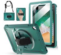 BRAECNstock Funda para iPad de 9.7 pulgadas 6ª generación 2018/5ª generación 2017/iPad Air 2 2014/Pro 2016, a prueba de golpes con soporte y protector de pantalla, soporte giratorio de 360° + correa