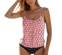 Braga Bikini Alta Reductora Traje de Baño Mujer Trajes de Baño Tankini para Mujer Talla Grande Verano Playa 2 Piezas Traje Natación Camisetas Swimming Costume Women Bikini Talla (Pink XXXL)