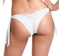 Braga Bikini Mujer Brasileño Sexy, Bragas Bikini Tanga para Anudar En Los Laterales con Lazo Braguita con Pliegues Braguitas Parte de Abajo Bikinis Cintura Baja Sólido de Playa Piscina Natación