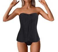 Braga Bikini Reductor Barriga Bañador con Relleno Las Mujeres con Escote Sin Tirantes Usan Un Traje de Baño Dividido para Cubrir Su Vientre Y Lucir Un Bikini Bikinis Relleno (Black L)