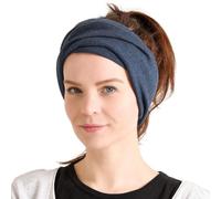 Braga Cuello Para Hombre Et Mujer, 2 IN 1 Bufanda Et Cinta Para Cabeza Más Cálido Orgánico Algodón Hecho En Japón Azul Marino