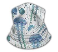 Braga De Cuello Gelatina De Mar Azul Transparente Y Detallada Blanca Pasamontañas Bufanda Deportiva Braga Cuello para Caza Ciclismo 25X50 Cm