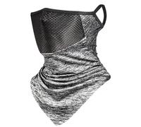 Braga de Cuello Multifuncional Máscara de protección solar for bicicleta y motocicleta, máscara facial for hombre, seda hielo, ciclismo, primavera verano, Triangular con orejas colgantes(Grey Type A)