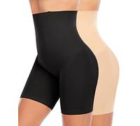 Braga Faja Reductora Mujer Adelgazante Faja Pantalon Braguitas Moldeadoras Abdomen Cintura Alta Control de Barriga Invisible Sin Costuras Shapewear Postparto Pantalones Cortos (#2 Negro+Beige,XXL)