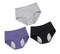 Braga Menstrual de Flujo Muy Abundante de Cintura Alta Braga de Regla Higiénica Absorbente Lavable, Lote de 3 Bragas Menstruales Absorbentes, Multicolour3-6XL