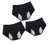 Braga Menstrual de Flujo Muy Abundante de Talle Alto Braga de Regla Higiénica Absorbente Lavable, Lote de 3 Bragas Menstruales Absorbentes, Black-8XL