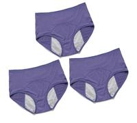 Braga Menstrual de Flujo Muy Abundante Talla Alta Braga de Regla Higiénica Absorbente Lavable, Lote de 3 Bragas Menstruales Absorbentes, Blue-M