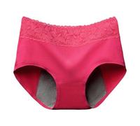 Braga Menstrual Mujer Algodón con Encaje 4 Capas Antifugas Calzoncillo fisiológico cómodo para las reglas de las mujeres y adolescentes. Bragas De Reglas Absorbentes, rosa fuerte, XL