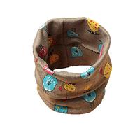 Braga Para El Cuello De Algodón Térmica Infantil Para Niños Y Niñas Doble Capa Con Dibujo Unisex Con Borreguito Forrado Por Dentro Para Invierno Cálido (Monstruo Marrón, Mayor de 2 Años)