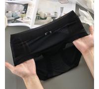 Braga para mujer Ice Silk Sin Costuras Talle Medio Braga para(Black L)