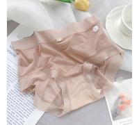 Braga para mujer Ice Silk Sin Costuras Talle Medio Braga para(Brown 1XL)