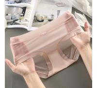 Braga para mujer Ice Silk Sin Costuras Talle Medio Braga para(Pink L)