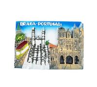 Braga Portugal - Imán para nevera, recuerdo de viaje, decoración de nevera, adhesivo magnético 3D, pintado a mano