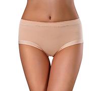 Bragas Algodón Mujer Dim Braguitas Mujer Pack Sin Pantalones fisiológicos de Cintura Media Conservadores Laterales de Capas de Color sólido para Mujer Bragas Algodón Mujer Encaje Lenceria (Beige, XL)