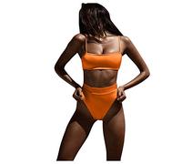 Bragas Bikini Mujer Playa BañAdores Tallas Grandes Traje de baño con Cintura de una Pieza Traje baño con Tirantes Bikini Control Barriga Conjunto BañAdor Mujer Talla Grande (Orange, M)