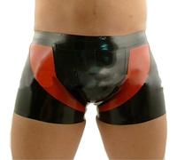 Bragas Boxer De Goma De Látex Negras Sexis Para Hombre, Pantalones Cortos De Látex, Ropa Interior Personalizada,negro-rojo,L