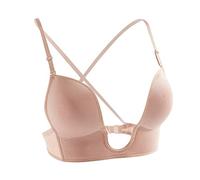 Bragas con Relleno Gluteos Naiara Bragas Mujer Sujetador Profundo para Mujer Sujetadores con Aros Y Espalda Escote Pronunciado Empuje hacia Arriba Faja Pantalon Body Reductor Sin Beige S