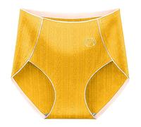 Bragas de algodón cómodas para mujer, sin costuras, suaves, cintura alta, sin costuras, de algodón puro, ropa interior para mujer, paquetes completos, amarillo, XL