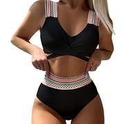 Bragas de Bikini Mujer Bikini Braga Alta Mujer Sexy para con Espalda Abierta Cintura Alta Triángulo Dividido Traje de Baño Playa Bikinis 2026 Braga (Black L)