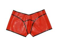 Bragas De Caja De Goma De Látex Para Hombre, Pantalones Cortos De Vaina Únicos, Ropa Interior, Bragas Sin Cremallera,rojo Y Negro,SG