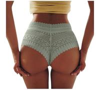 Bragas de encaje para mujer Bragas de cintura alta más tamaño Ropa interior femenina Butt Lift Lencería sin costuras Calzoncillos Breech, verde menta, S