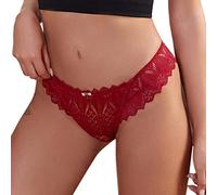 Bragas de encaje para mujer ropa interior seductora para mujeres elegantes con diseño floral material suave 2026, rojo, S
