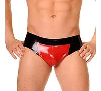 Bragas De Látex, Ropa Interior Para Hombres, Lencería, Bragas De Contraste De Goma De Látex, Pantalones Cortos De Látex,Estuche Negro-rojo,extragrande