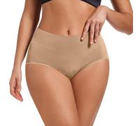 Bragas de mujer de algodón de cintura alta para reglas, slip de mujer de protección periódica, bragas mensuales transpirables antifugas, comodidad posparto, beige, S