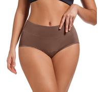 Bragas de mujer de algodón de cintura alta para reglas, slip de mujer de protección periódica, bragas mensuales transpirables antifugas, comodidad posparto, caqui, XL