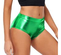 Bragas de piel de charol metálico brillante, slip para mujer de talle alto elástico, slips minimalistas con acabado brillante, ajuste cerca del cuerpo | Ropa interior para fiesta, espectáculo, estilo