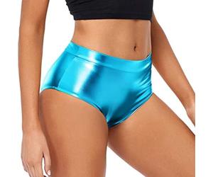 Bragas de piel de charol metálico brillante, slip para mujer de talle alto elástico, slips minimalistas con acabado brillante, ajuste cerca del cuerpo | Ropa interior para fiesta, espectáculo, estilo