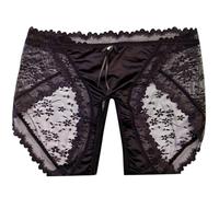 Bragas de satén de encaje para mujer de lujo apertura cómoda invisible transpirable gran tamaño puro deseo, Le Noir, L