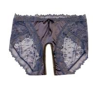 Bragas de satén de encaje para mujer de lujo apertura cómoda invisible transpirable gran tamaño puro deseo, gris, L