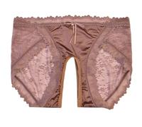 Bragas de satén de encaje para mujer de lujo apertura cómoda invisible transpirable gran tamaño puro deseo, café, XL