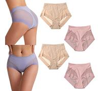 Bragas Menstruales Absorbentes de Mujer para Período, Flujo Abundante, Postparto, Pérdidas, Fugas o para Dormir. Cómodas, Suaves y Elásticas-2 Beige+2 Black||S