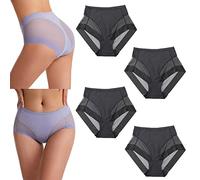 Bragas Menstruales Absorbentes de Mujer para Período, Flujo Abundante, Postparto, Pérdidas, Fugas o para Dormir. Cómodas, Suaves y Elásticas-2 Beige+2 Black||S