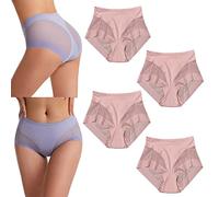 Bragas Menstruales Absorbentes de Mujer para Período, Flujo Abundante, Postparto, Pérdidas, Fugas o para Dormir. Cómodas, Suaves y Elásticas-2 Beige+2 Black||S