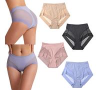 Bragas Menstruales Absorbentes de Mujer para Período, Flujo Abundante, Postparto, Pérdidas, Fugas o para Dormir. Cómodas, Suaves y Elásticas-2 Beige+2 Black||S