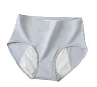 Bragas Menstruales de Algodón, Braga para la Menstruación, Bragas Postparto, Braga para Perdidas de Orina, Ecológicas Lavables Reutilizables, (FR/ES, Letras, L, Regular, Regular, Gris claro(1U))